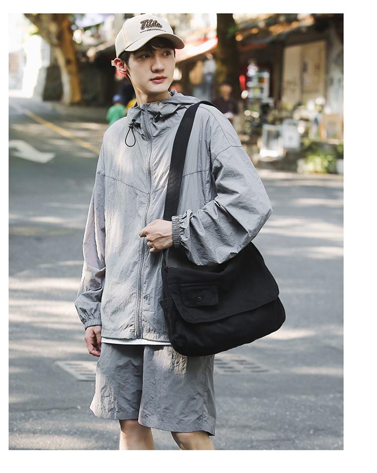 Plátěná crossbody taška v japonském stylu - Unisex ležérní jednoramenná messenger taška pro studenty