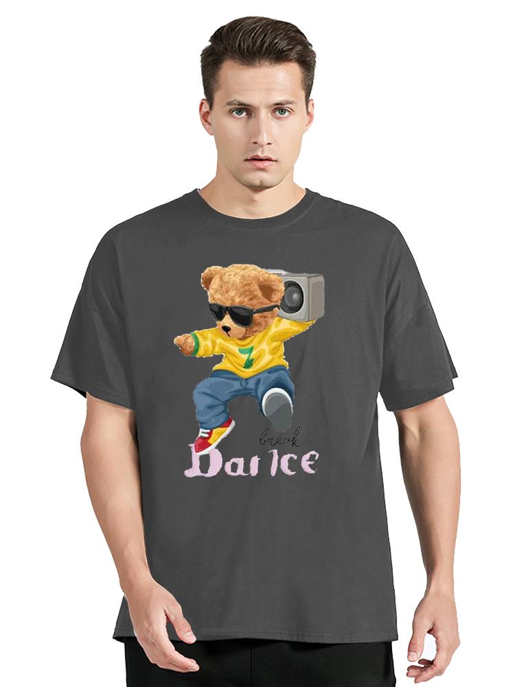 Cool Bear In Rocker Style With Electric Guitar TShirt Hip Hop Rock Cotton Tops Tees Mens Clothing Oversized Tshirt