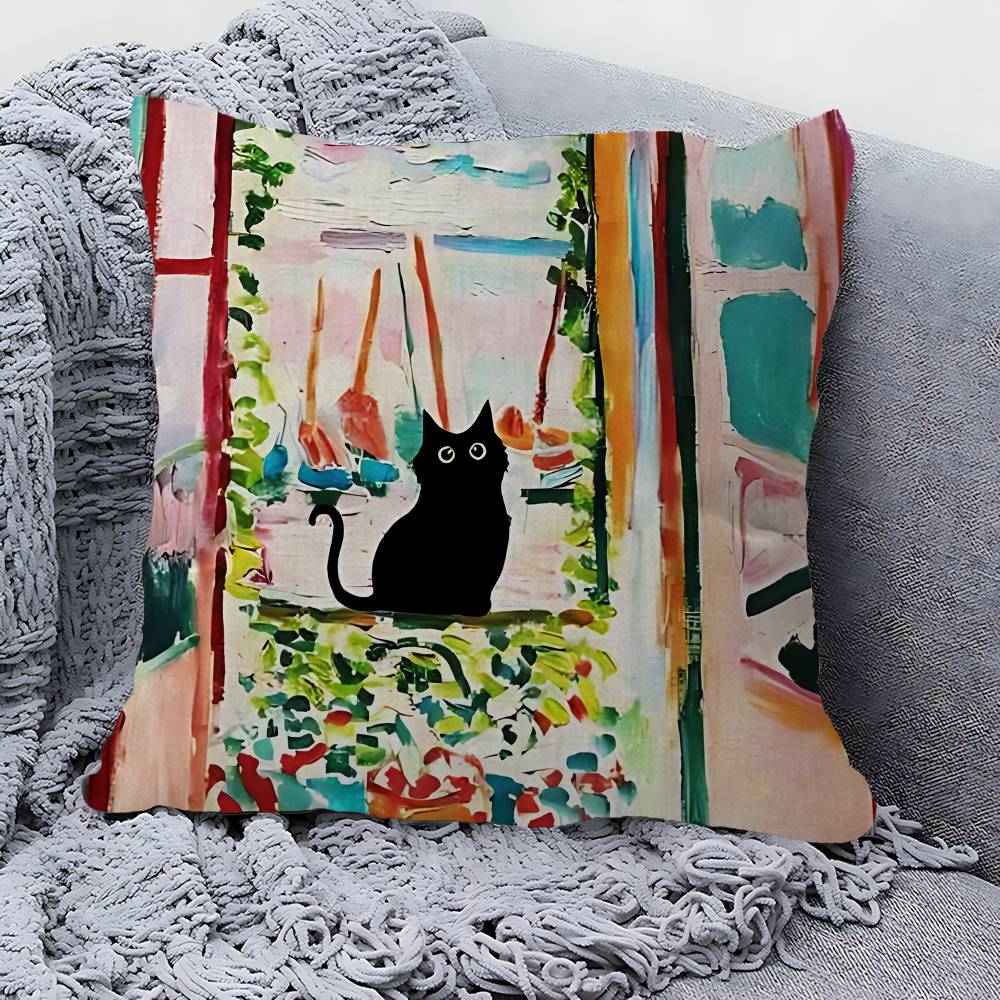 Black Cat Sunflowers Pillowcases Home Bedding Decorative Pillow Cover Wedding Super Soft Pillow Case