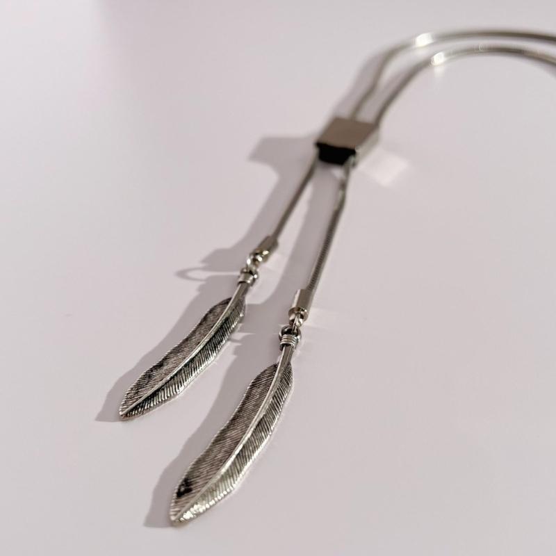 Punk Bolo Tie Cowboy Feathers Feathers Necktie Necklace Semi-finished Accessory