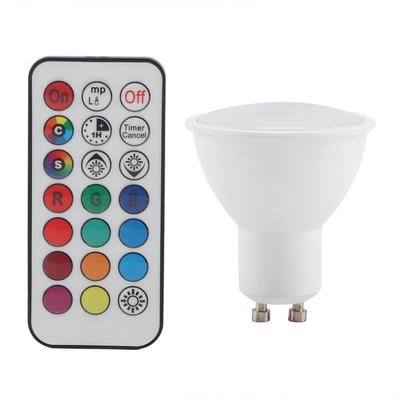 Ampoule LED GU10 3 W RGB blanc chaud à changement de couleur avec télécommande