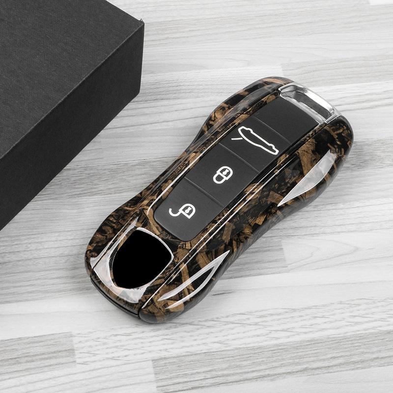 For Porsche Taycan Wood Grain Key Case Paramela Macan718 Cayenne 911 Key Wood Grain