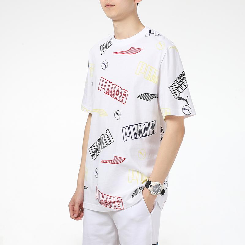 Puma Loose Letter Print Casual Sports Short Sleeve T-Shirt Men Tops White 532706-02