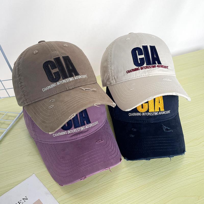 Casquette de baseball rétro américaine brodée et usée, polyvalente pour toutes les saisons, fait paraître le visage plus petit, casquette de sport, mode de rue étudiante
