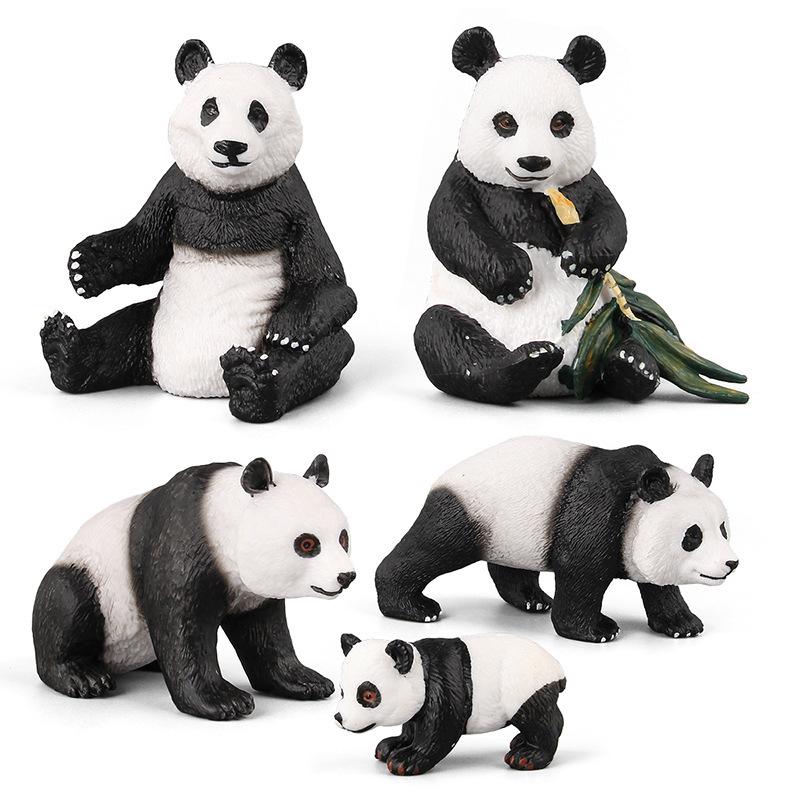Solid Wildlife Zoo Model Panda Animal Toy 7-Piece Set Realistic Animal Figures Kids Educational Toy Eco-Friendly PVC Material Gift Box