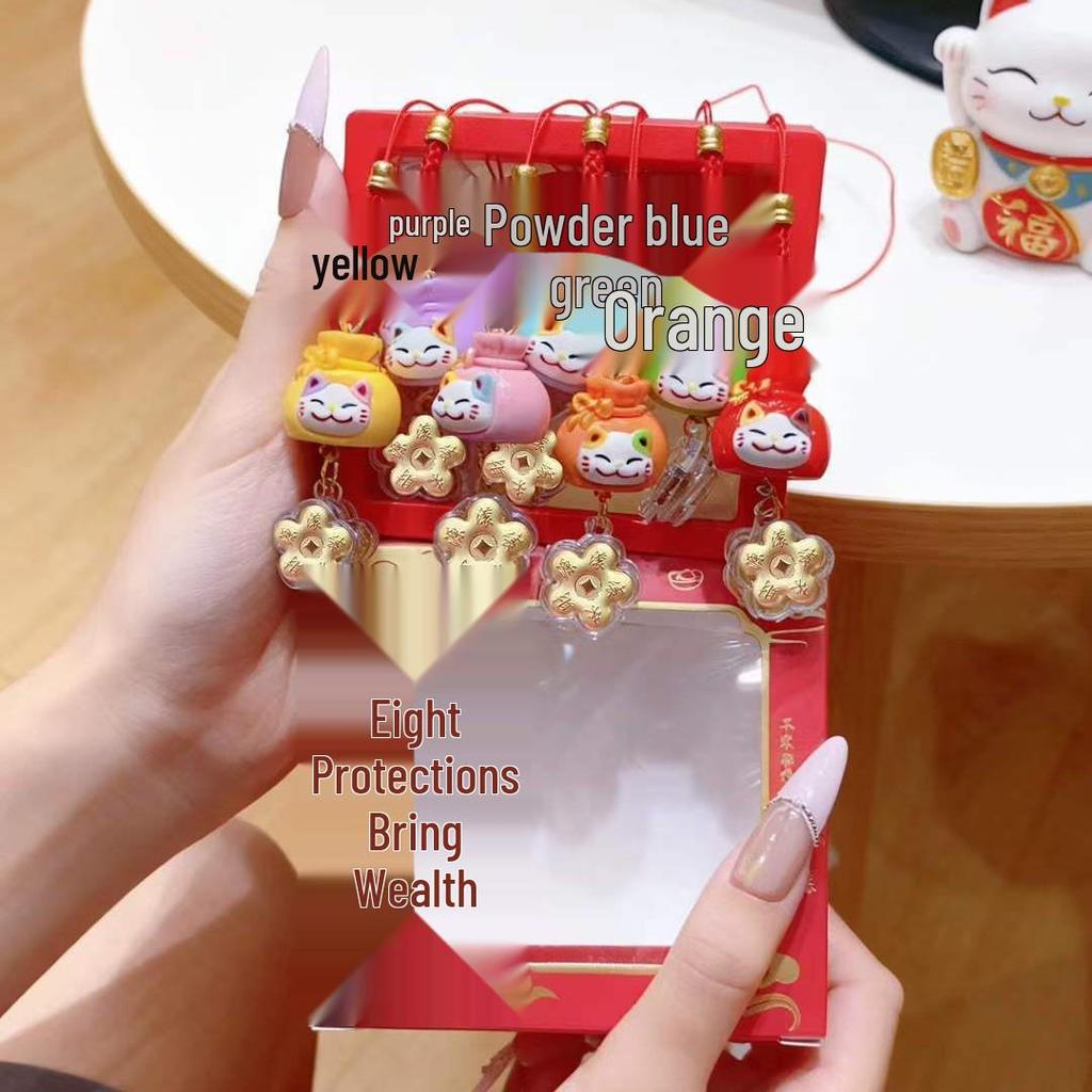 Golden Lucky Cat Keychain & Phone Lanyard - Cute Cartoon Bell Charm for Women's Accessories