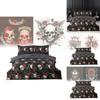 Halloween Totenkopf und Rose Wendbare Bettbezug-Set Mit Cartoon-Muster Für Schlafzimmer-Dekoration