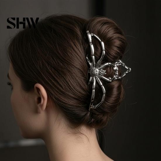 Halloween Hair Accessories 3Pcs Claw Clip, Hollow Spider Web Ghost Hand Non Slip Alloy Clamp, Gothic for Women Heavy Duty Claws