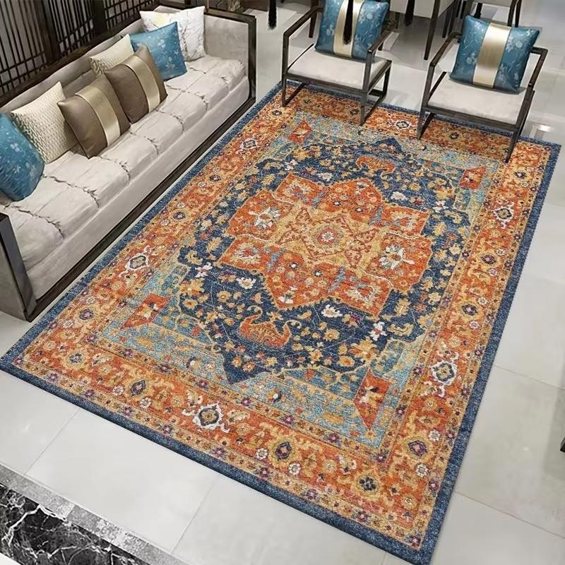 American Style Blue Persia Carpet Living Room Decoration Sofa Table Area Rugs Easy Clean Bedroom Cloakroom Floor Mat Non-slip