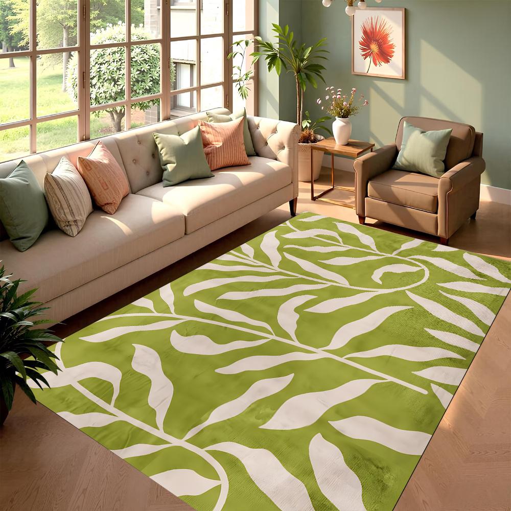 

Green Leaf Carpet Nordic Style Plant Printed Decorative Carpet Living Room Bedroom Entrance Hall Floor Mat Home Decoration Rug 50X80CM