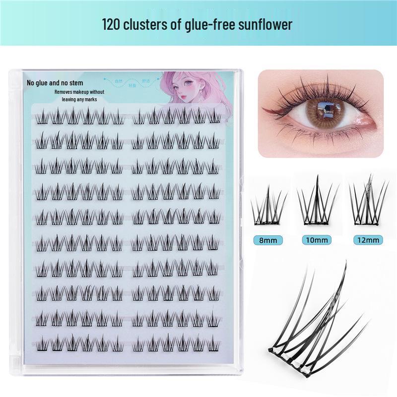 

Pinduo Sunflower Trilogy Natural Lower False Eyelashes - No Glue, No Removal, 10 Rows Large Capacity Standard