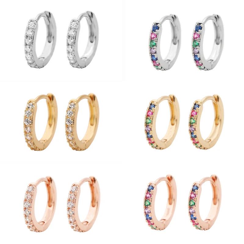 Elegant Zircon Rhinestone Round Earrings - High-End Stylish Copper Accessories for Women