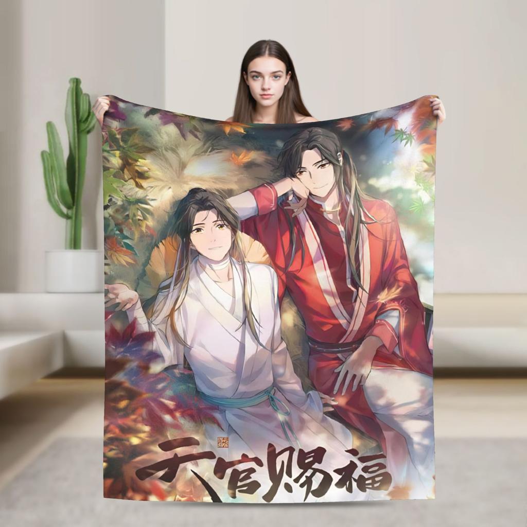 Heaven Official's Blessing Blanket  Soft Funny Plush Throw Blanket For Living Room Decorative Flannel Bedspread Bed Cover
