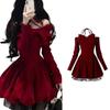 Women's Slightly Tipsy Velvet Halter Dress - Red Holiday Edition