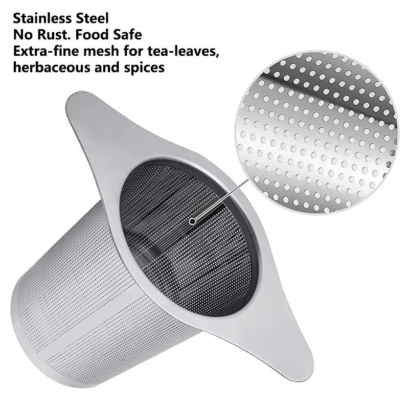 Stainless Steel Tea Brewing Funnel Filter, Fine Mesh, Cover, Double Handle, Large-Capacity Loose Leaf Tea Brewer