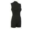 Women Solid Color Playsuits Mock Neck Sleeveless Skinny Short Jumpsuits Summer Casual Bodysuits Rompers