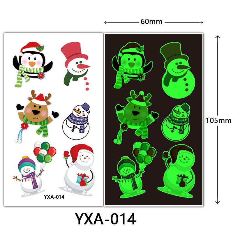Christmas Luminous Tattoo Sticker Glowing Waterproof Sweat Cute Cartoon Holiday Party Temporary Sticker