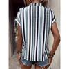 Summer New Fashion Women's Striped Printed V-neck Bat Sleeve Shirt Top