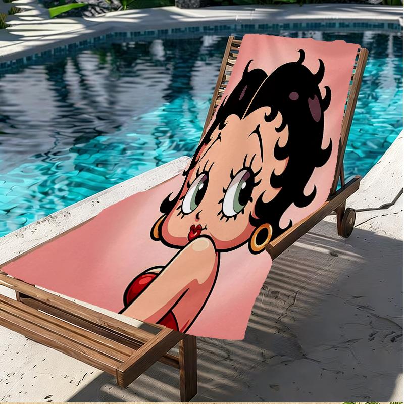 Betty Boop Print Beach Towel, Versatile Lightweight Absorbent Beach Towel for Pool Surf Yoga Bathroom, Perfect Birthday Holiday Gift