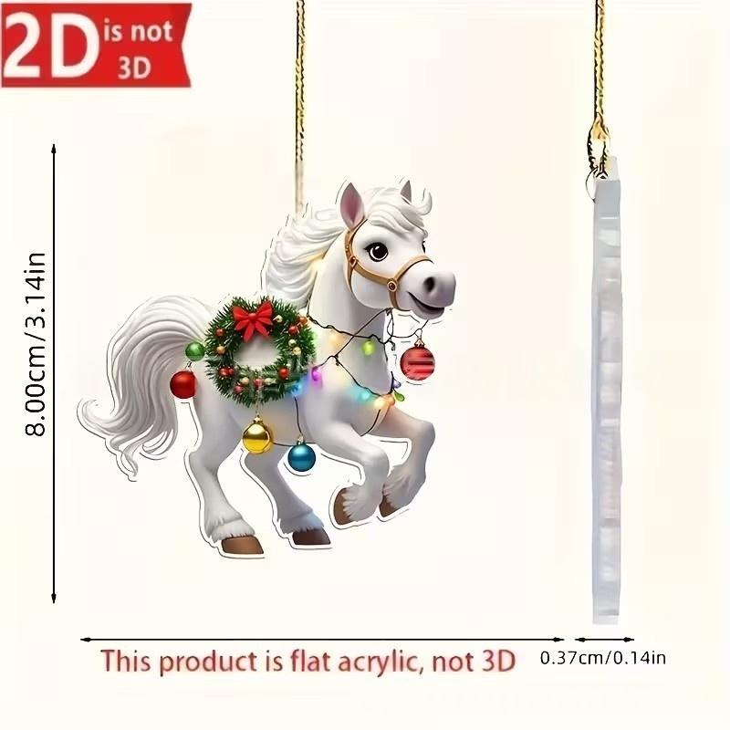 Ornament Pandantiv Acrilic 2D Cal de Crăciun Decor Festiv Pentru Interior Exterior Copaci Decorațiune Agățată Accesorii de Petrecere