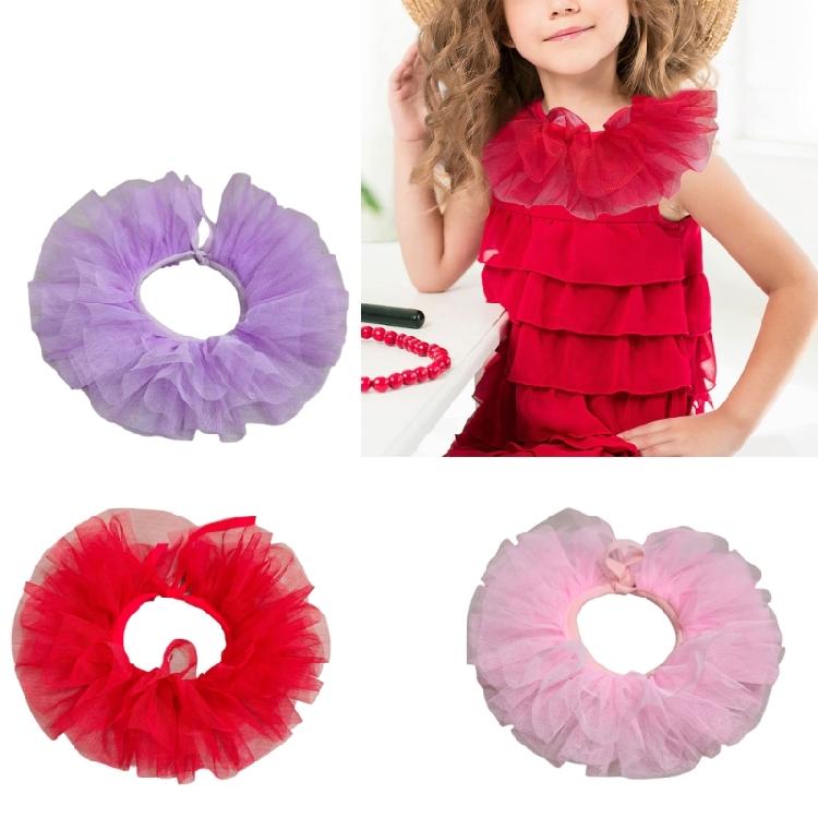 Victoriaanse Stijlen Afneembare Gaas Nepkraag voor Peuter Meisje 3 Lagen Tule Nekkraag Sjaal Capes Clown Cosplay Choker