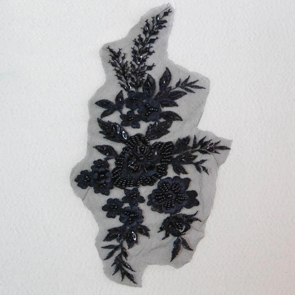 Beaded Lace Embroidered Floral Patches Mesh Fabric Iron On Floral Patches Repair Patches