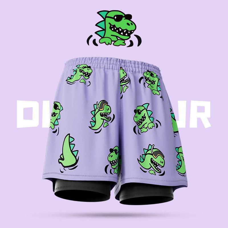 

New Men s Double-layer Quick-drying Anti-embarrassment Swimming Trunks Loose Large-size Beach Pants Hot Spring L