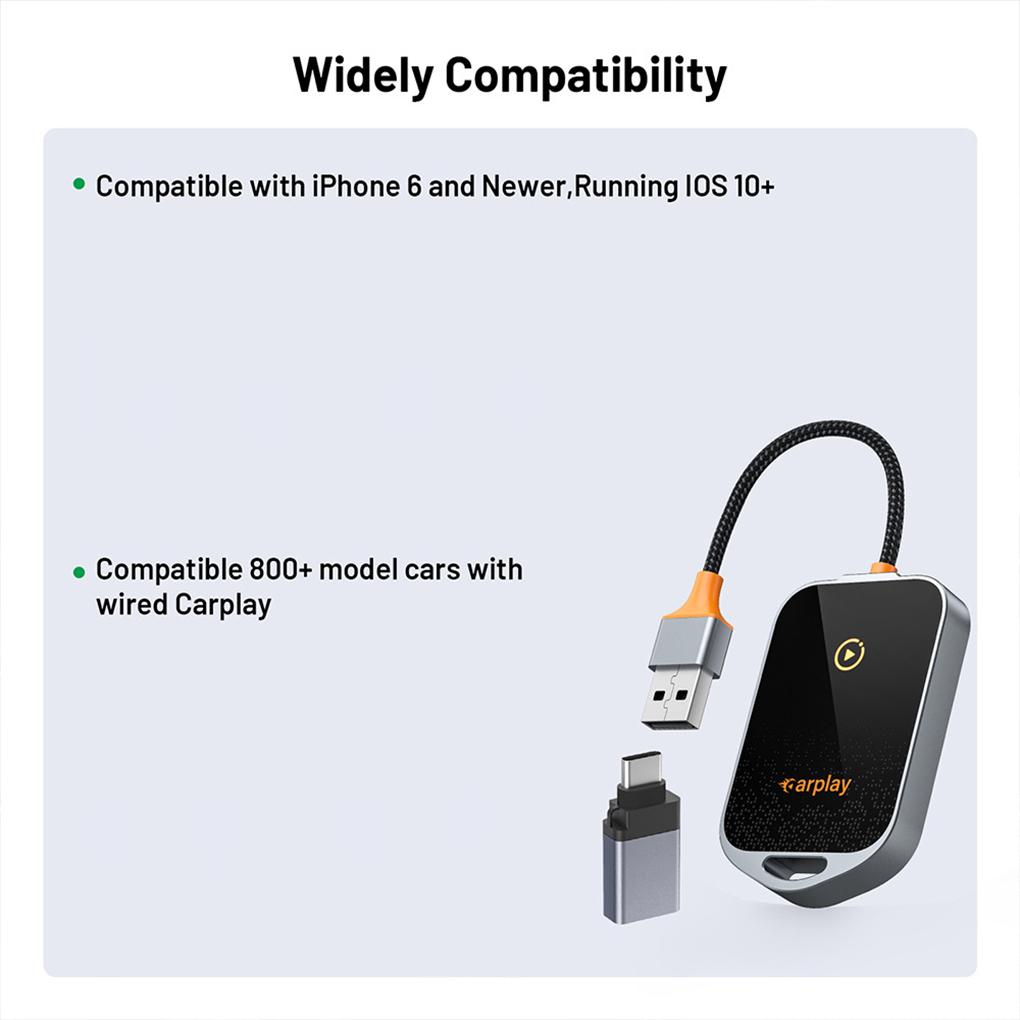 CarPlay Adapter Mini Box Wireless CarPlay Adapter Wired To Wireless CarPlay For USB/Type C Dongle Support WiFi6 BT5.0