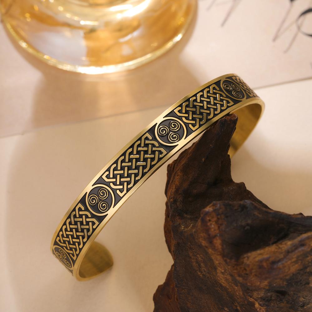 Dawapara Triskelion Potrójna Spirala Emaliowana Bransoleta Celtycki Węzeł Nieskończoności Bransoleta Ochronna Amulet Biżuteria ze Stali Nierdzewnej