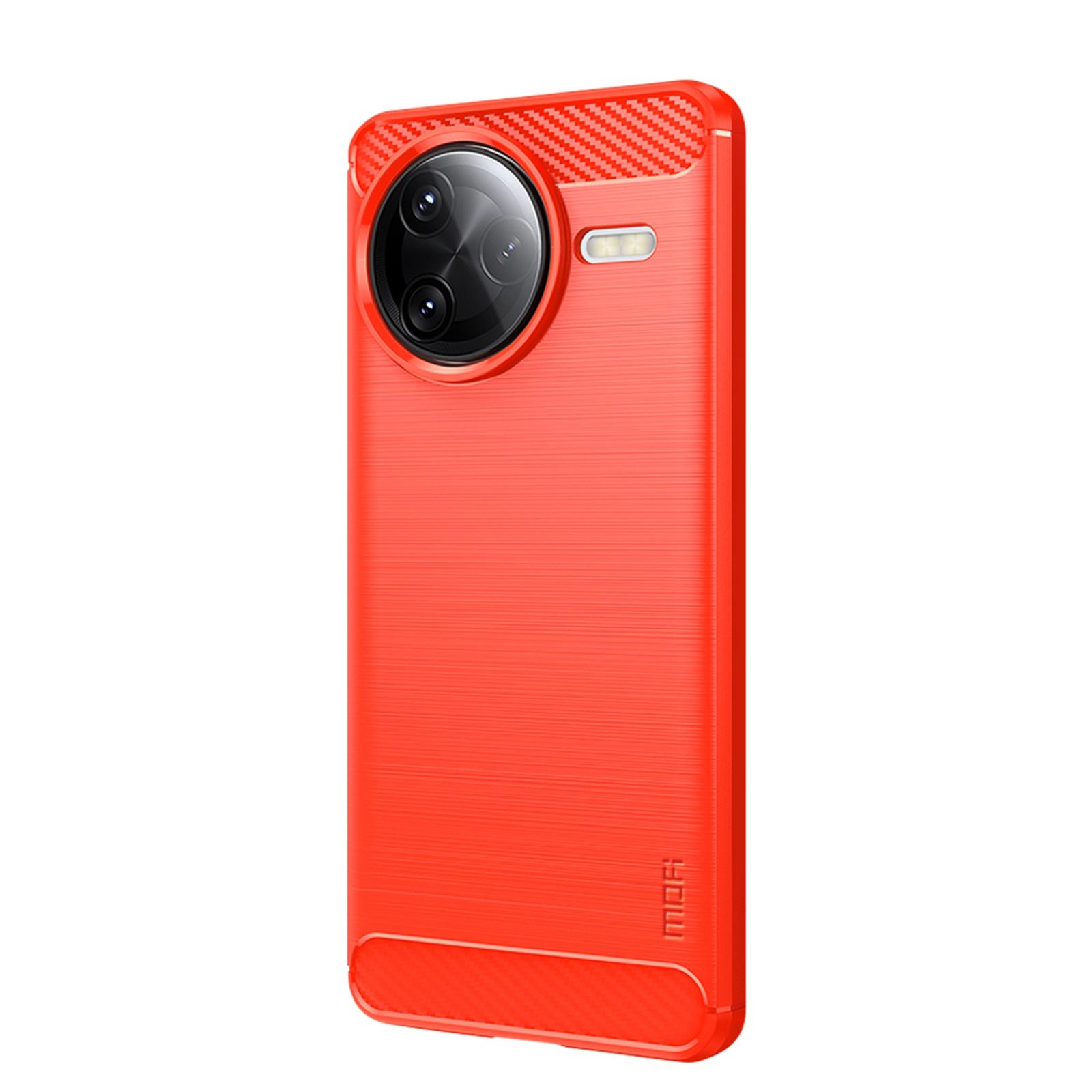 

Для Xiaomi Poco F7 Ultra 5G/Redmi K80 Pro 5G Задняя крышка MOFI Текстура шлифовки Углеродное волокно Мягкий ТПУ чехол Red