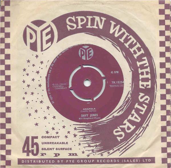 7inch Record DAVY JONES, BILL SHEPHERD'S MUSIC - Amapola 7N15254 PYE RECORDS 1960 UK Pop Used