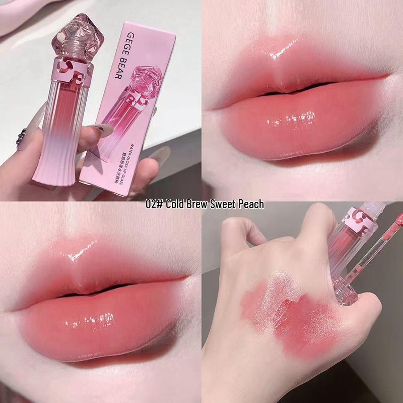 Gege Bear Enchanting Pink Lip Glaze Set for Women – Plumping, Whitening, Dewy Finish Lipstick