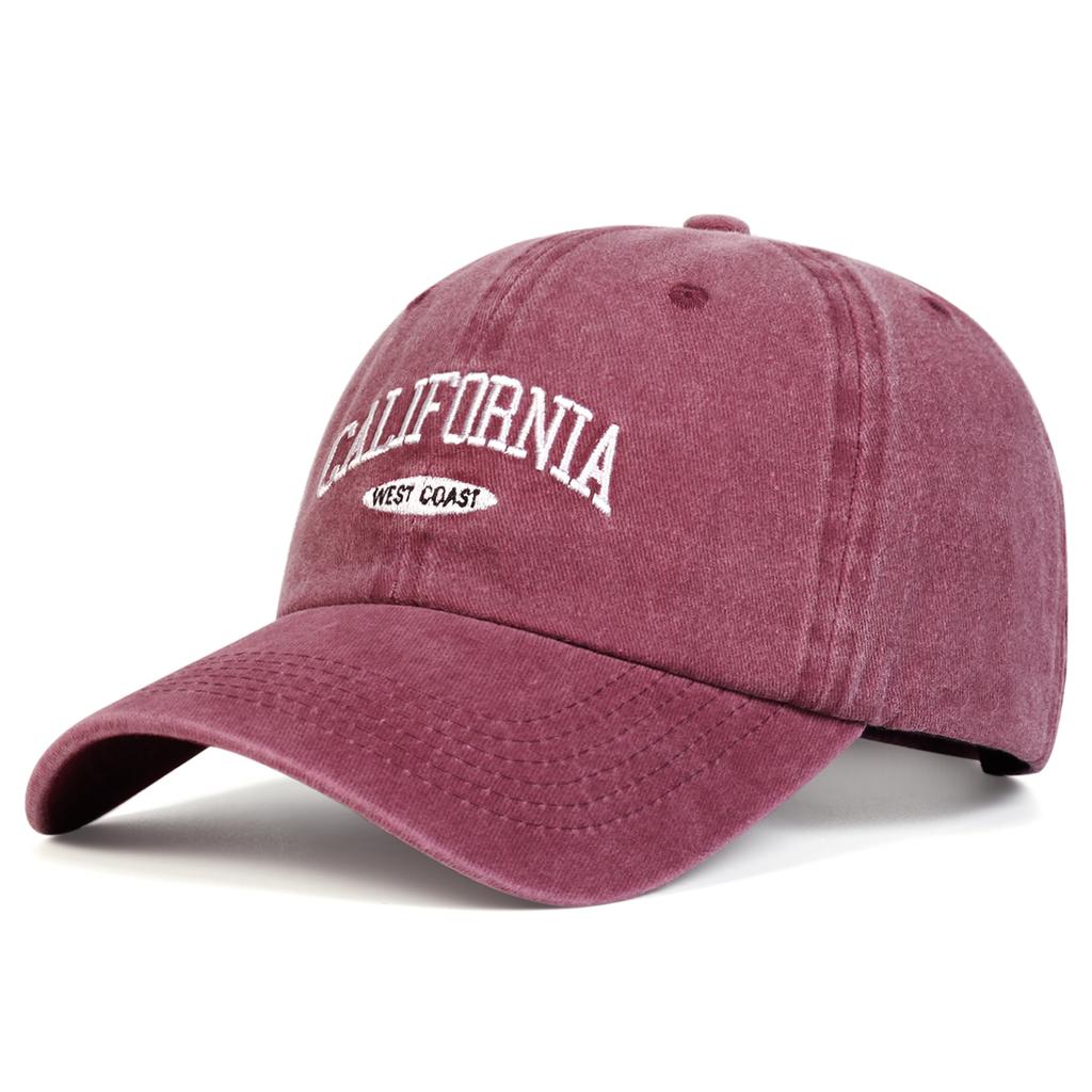 Unisex CALIFORNIA Embroidery Adjustable Washed Baseball Hat Hip Hop Caps Spring Autumn Outdoor Leisure Hats Travel Accessories for Women Men