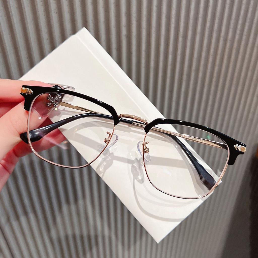 Anti-Blue Light Eyebrow Frame Flat Mirror Women'S Avant-Garde And Versatile Cool Handsome Myopia Glasses Frame Men