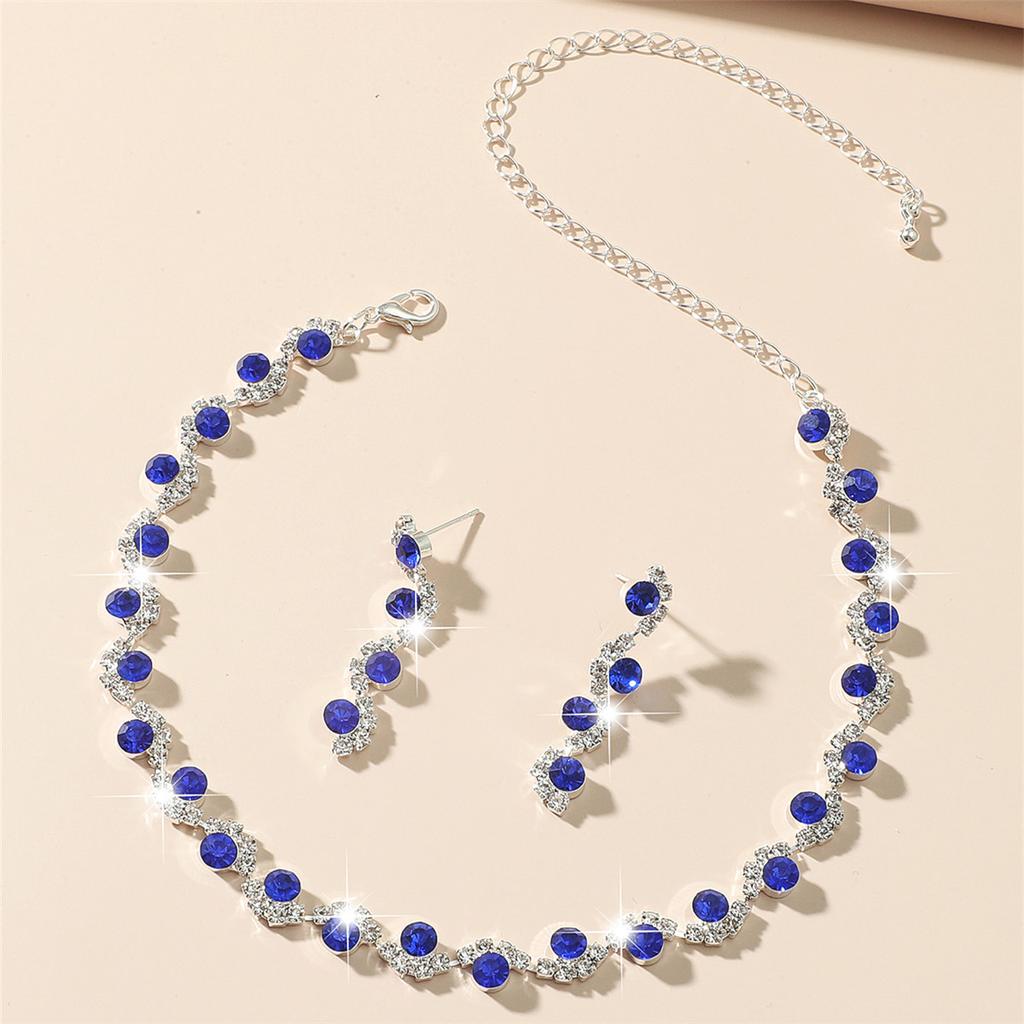 Funkelnde Diamant Kristall Halskette Ohrringe Mode Hochzeitsaccessoires Zweiteiliges Set