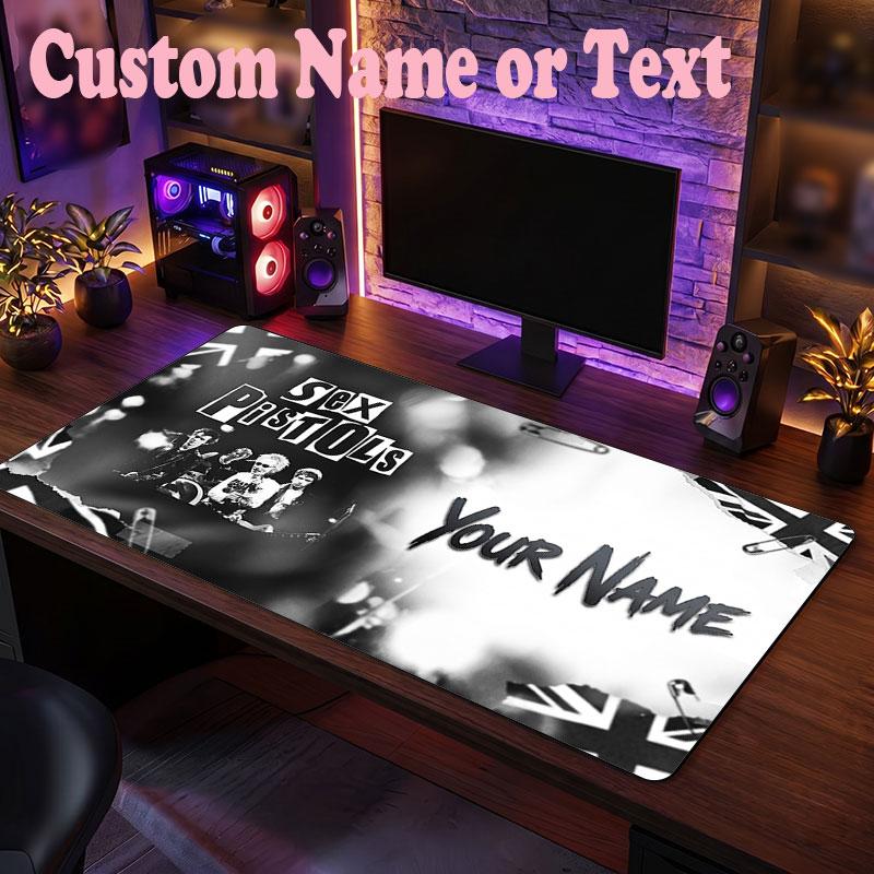 Sex Pistols Customized Name Text Mouse Pad, Large Desk Mouse Mat Personalized Home Office Present
