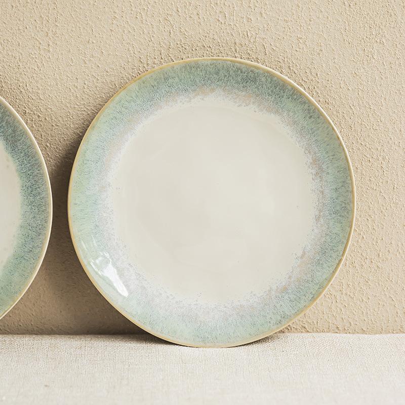 High Value Blue Edge Plate Ceramic Plate Shallow Plate Household Round Plate Tableware Dish Dessert Plate Restaurant Plate