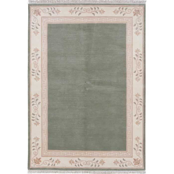Tapis moderne - LUXOR - NAPISSA Vert - 70x140 cm - Laine - Noué main