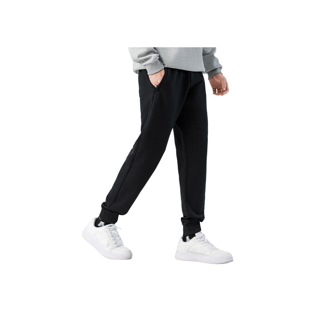 Li Ning Sports Lifestyle Series Solid Color Loose Fit Cuffed Moisture Wicking Breathable Casual Pants Men Pants Black AKLTE51-1
