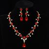 New fashion temperament flower zircon super flash necklace earrings set bridal dress necklace jewelry