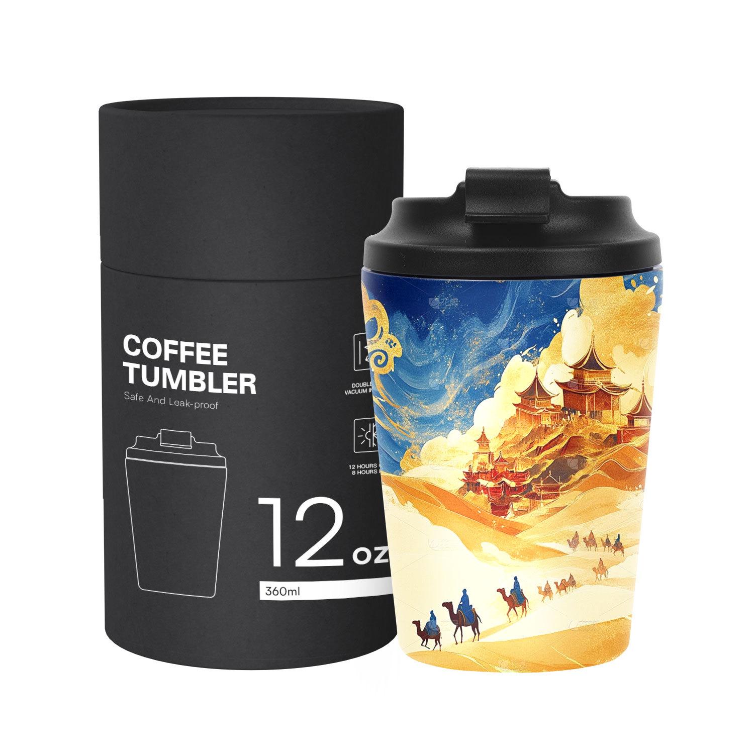 Explosive 8oz flip cover 304 stainless steel coffee cup accompanying digital direct drinking coffee thermos cup 8oz/240ml