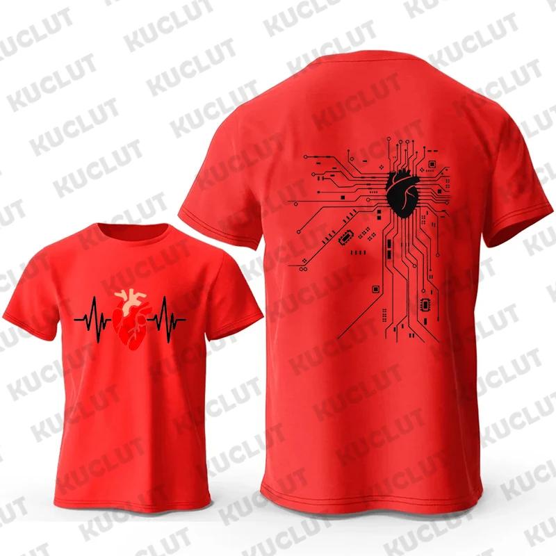 Camiseta Gráfica de Circuito de Processador CPU Masculina Verão Camiseta Placa de Circuito ECG Tops Masculinos Camisetas Fashion Frente e Verso Homme Roupas Unisex