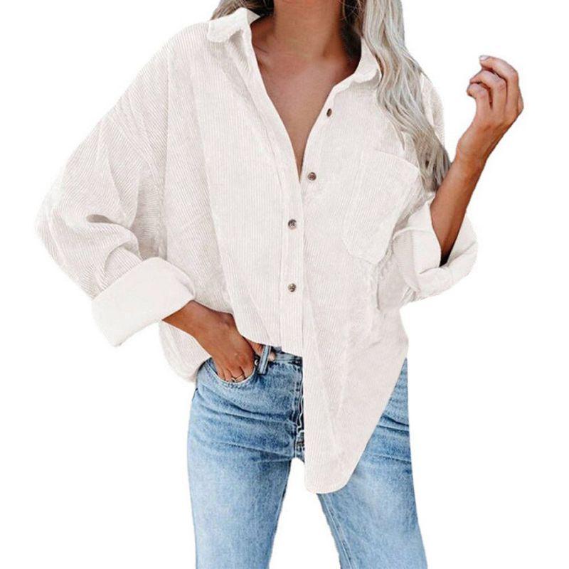 Women's Temperament Button Lamp Corduroy Loose Casual Shirt