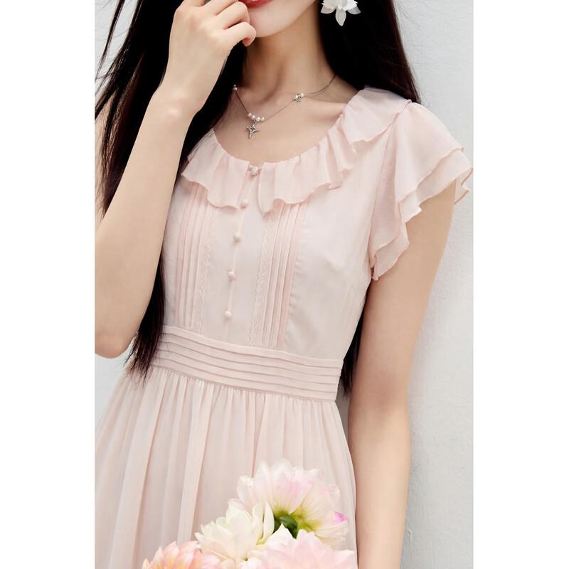 Women's Elegant Ruffle Sleeve High-Waist A-Line Midi Dress