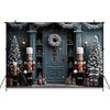 Mocsicka Christmas Photography Background Xmas Tree House Door Snowflake Decorations Children Baby Photo Backdrops Studio Banner