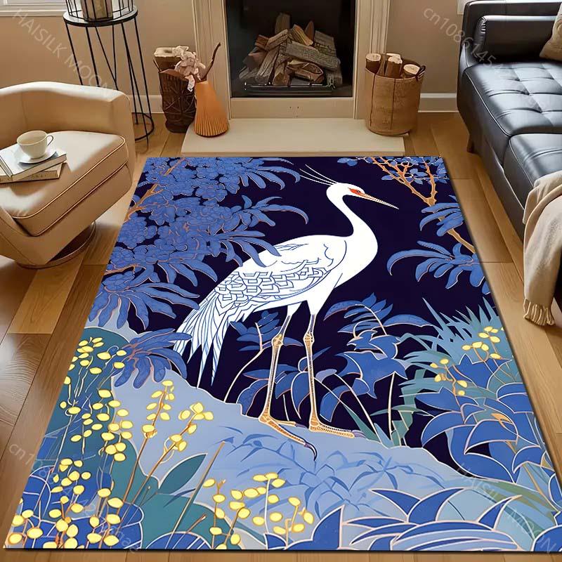 Japan Golden Heron Classical Painting Carpet for Living Room Bedroom Sofa Doormat Decor Sofa Table Area Rug Non-slip Floor Mat
