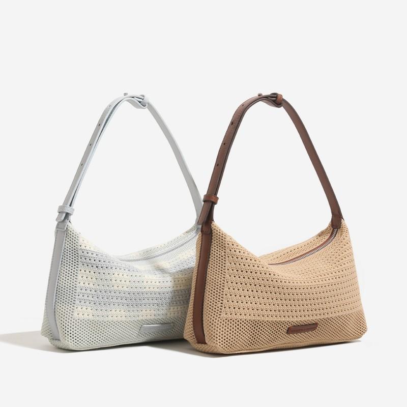 Summer Lazy Style Large Capacity Tote Bag for Women, New Niche Light Luxury Handmade Woven Armpit Bag, Beach Bag