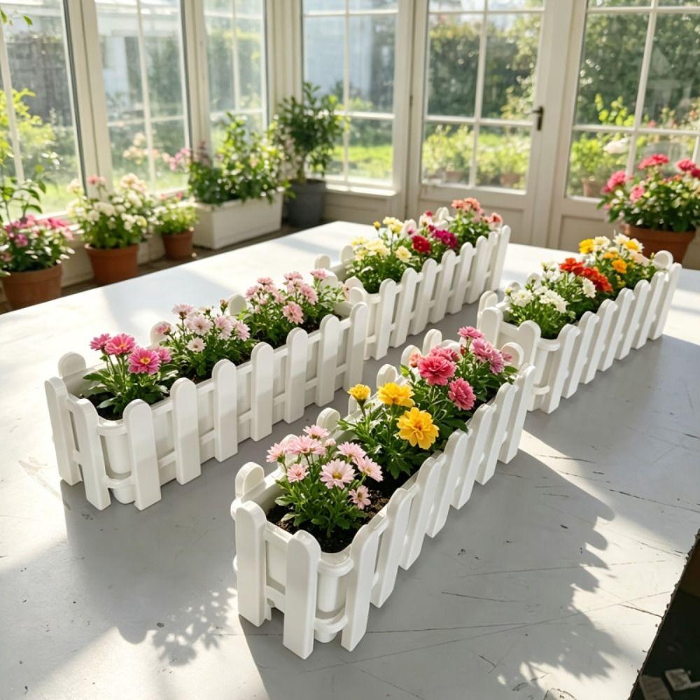 Rustic Style Fence Flowerpot Small Flower Arrangement Large Capacity Flower Pot Basket Porch