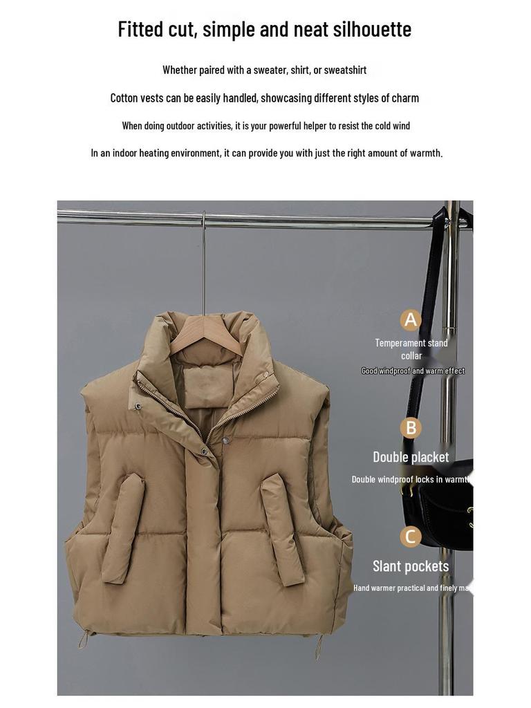 Women's Korean Style Loose Sleeveless Cotton Vest for Autumn/Winter