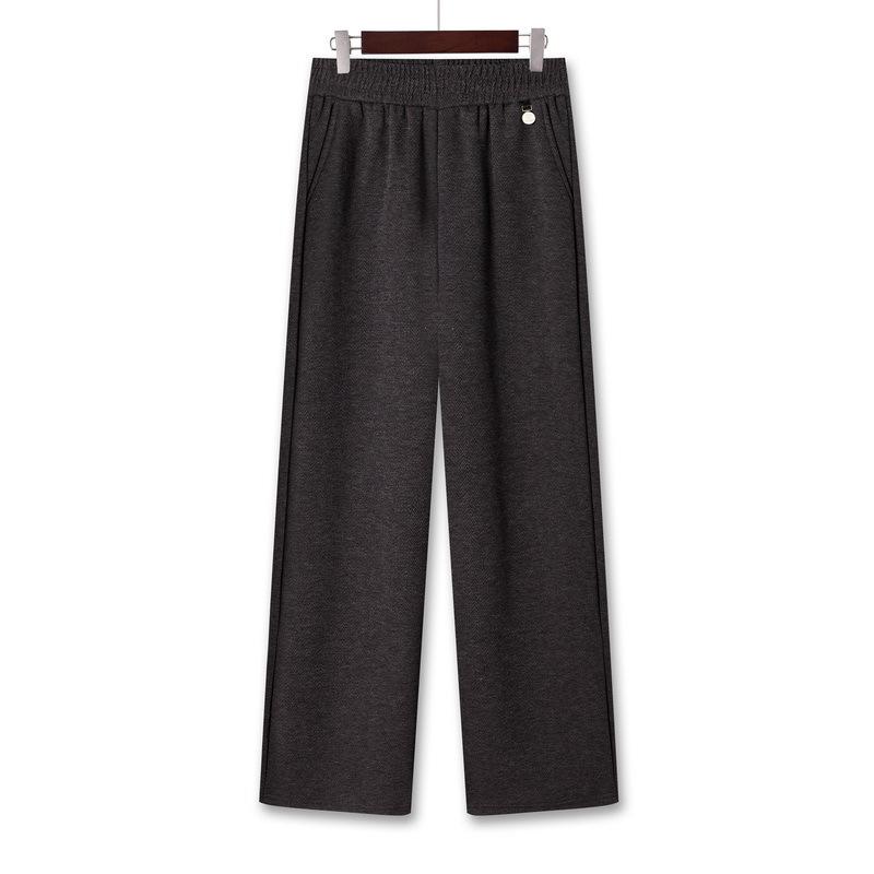 Mom's Fashionable Wool Wide-Leg Pants - Elastic Waist, Ideal for Spring & Autumn, Perfect for Middle-Aged & Elderly Women